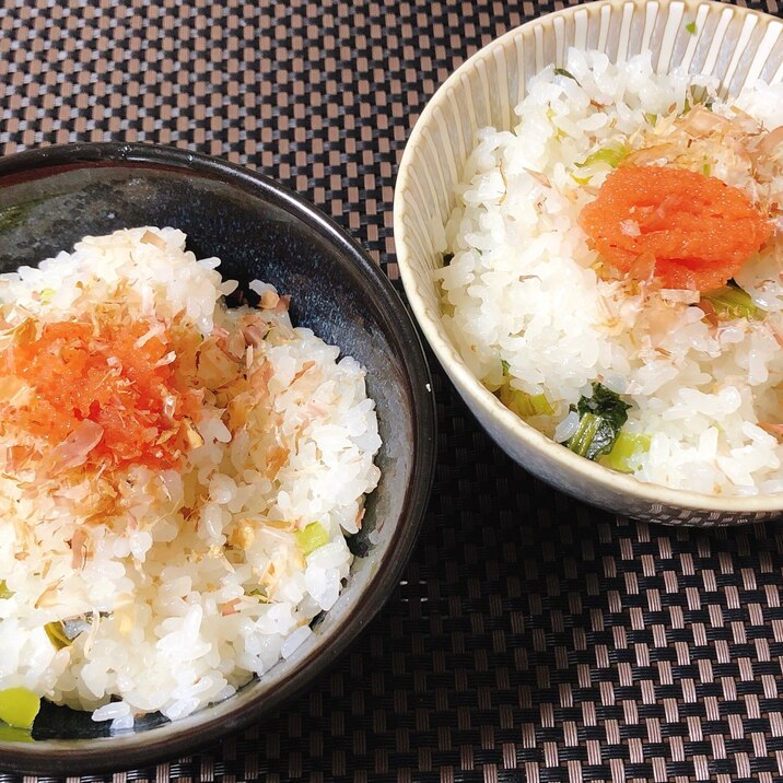 小松菜と明太子のご飯